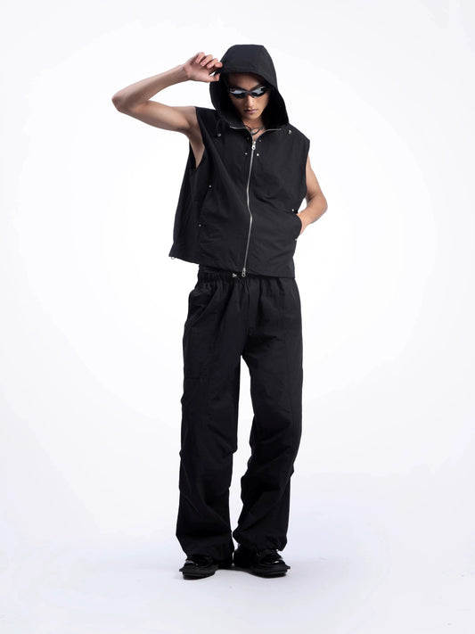 Splicing Zipper Hooded Vest