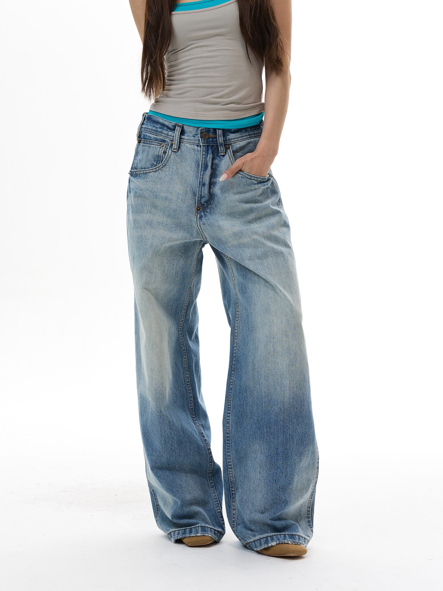 Washed Paris Buckle Jeans