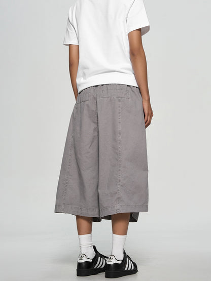 Striped Distressed Wide-leg Shorts