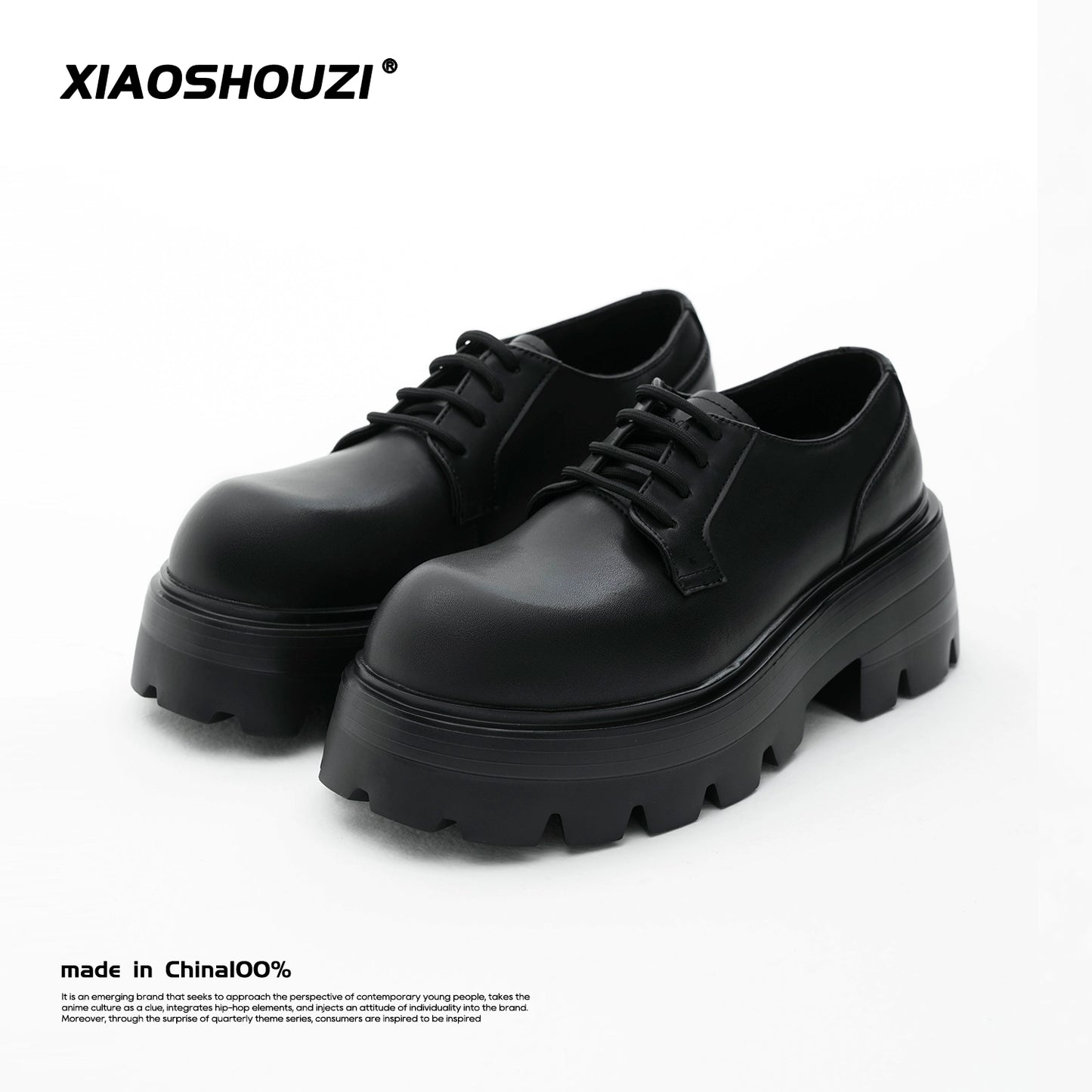 Round Toe Platform Leather Shoes