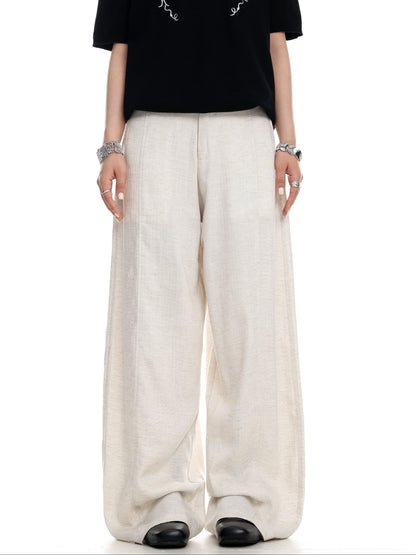 Linen-Look Wide-Leg Trousers