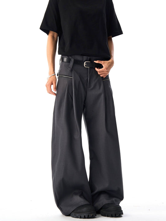 Zipper Work Suit Pants