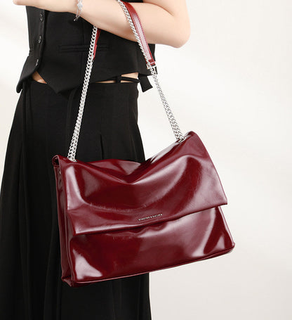 Luxury Split Leather Chain Tote BAG