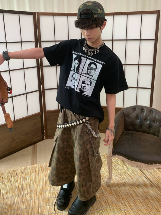 Brown Between Leopard Camouflage Short