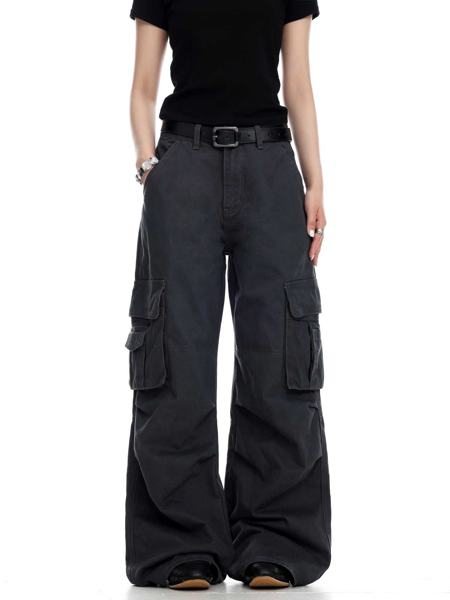 Wide-Leg Cargo Trousers