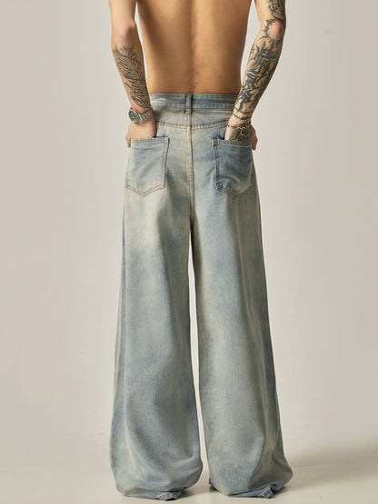 Retro Drape Loose Washed Jeans