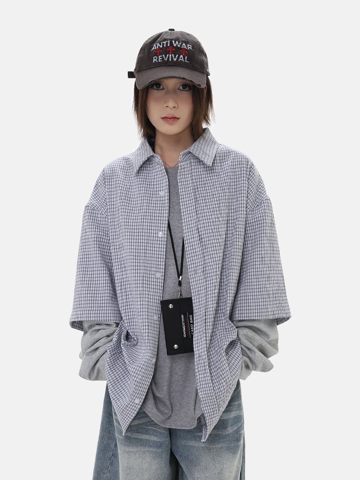Oversized Patchwork Plaid Shirt
