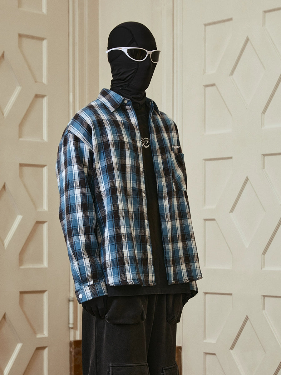 New Lapel Plaid Long Shirt