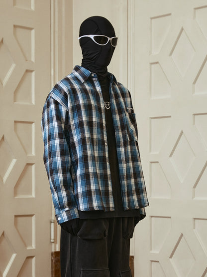 New Lapel Plaid Long Shirt