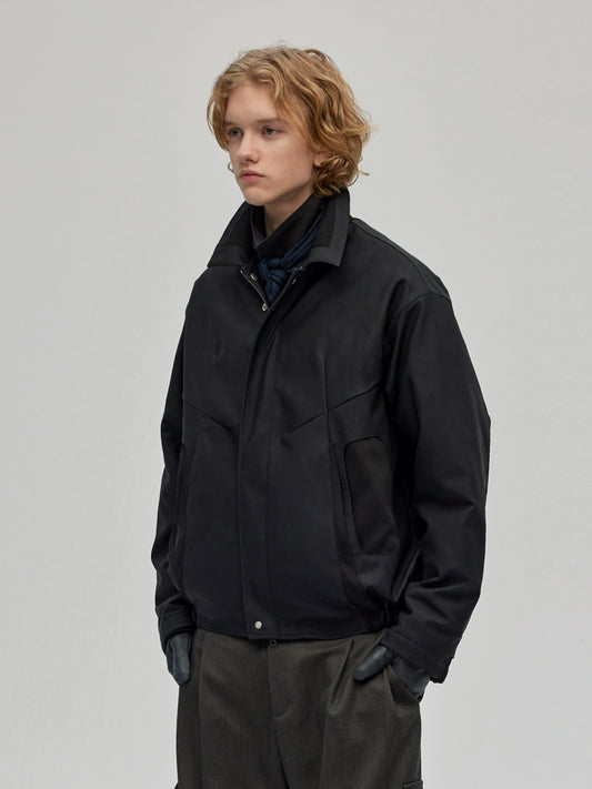 PU Leather Panel Quilted Jacket