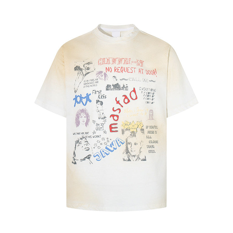 Vintage Gradient Graffiti Graphic Tee