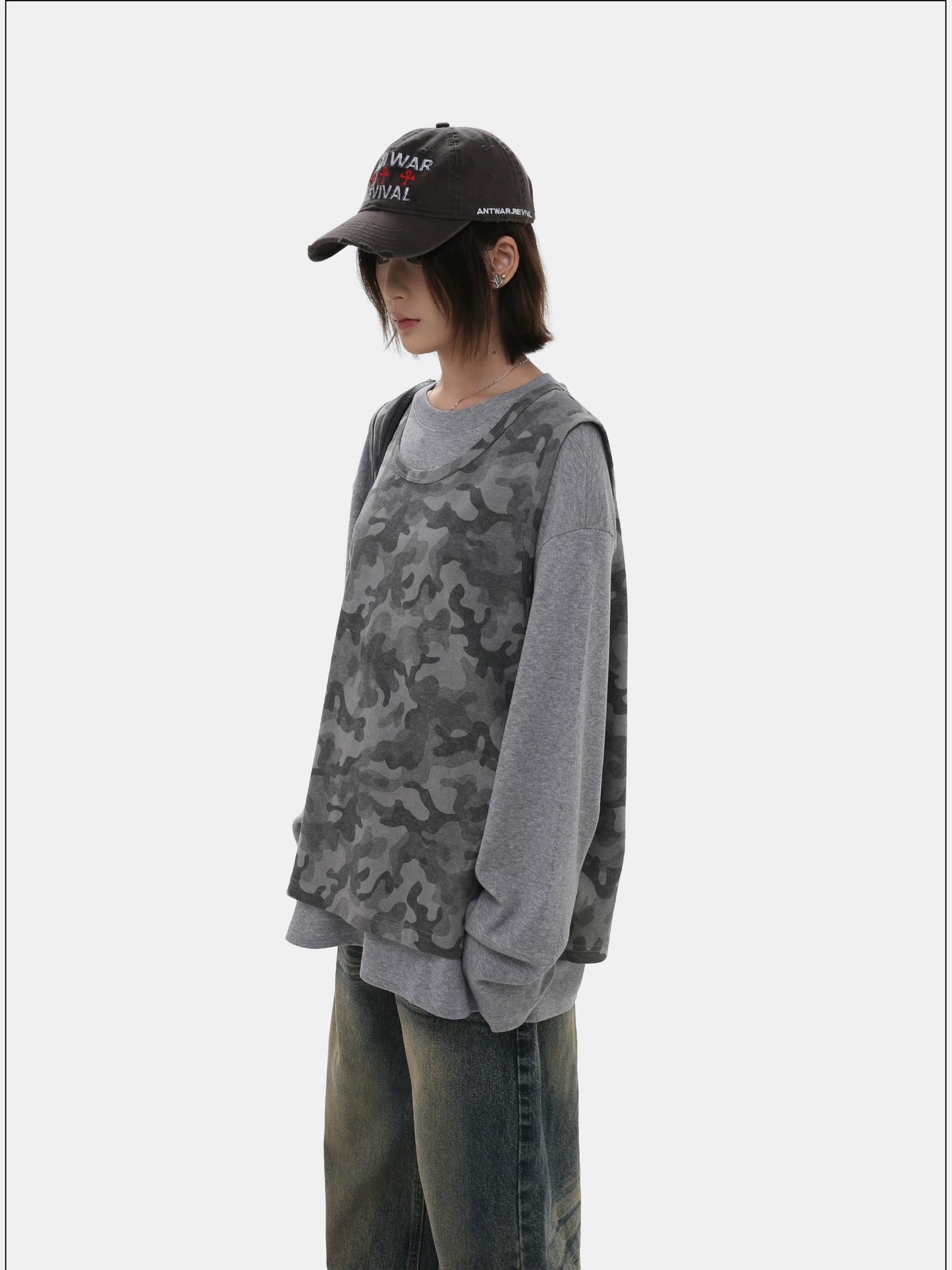 Layered 2 Piece Set Camo & Long Sleeve Tee