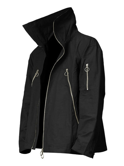 High Neck Multi-Zip Windbreaker Jacket