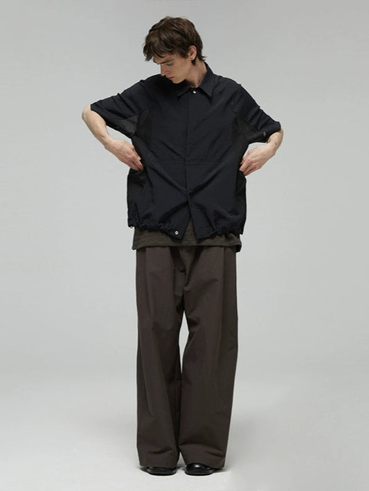 Nylon Colorblock Retro Polo Shirt