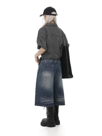 Mid-Length Denim Pants