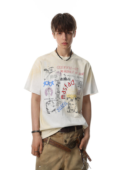 Vintage Gradient Graffiti Graphic Tee