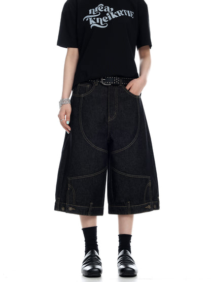 Embroidered Denim Shorts