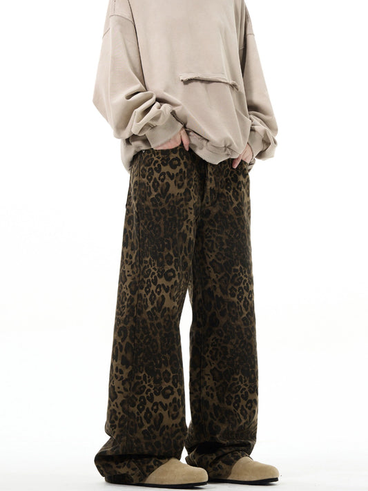 Retro Leopard Loose Jeans