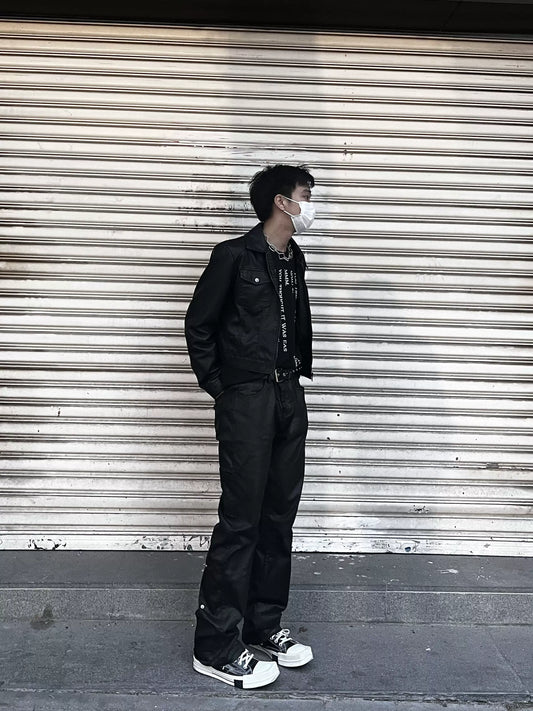 Waxed Washed Slim Straight Pants