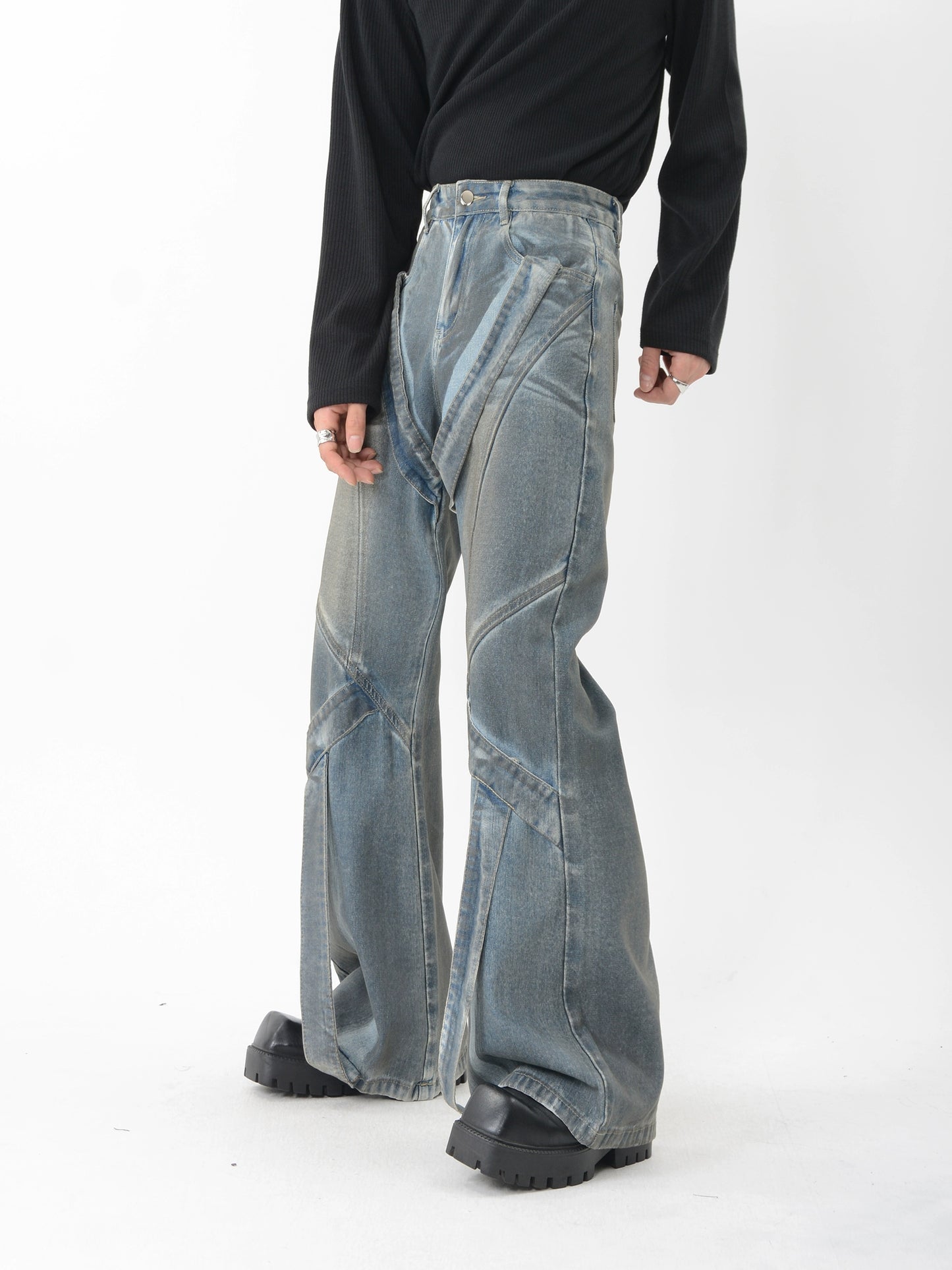 Niche Splicing Denim Pants