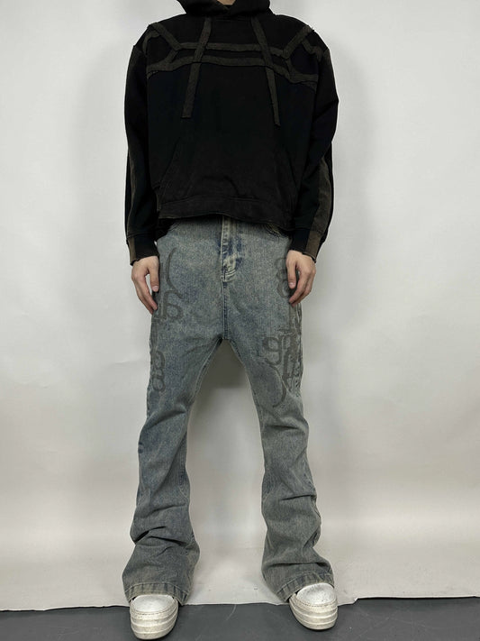 Grafitti Distressed Flared Jeans