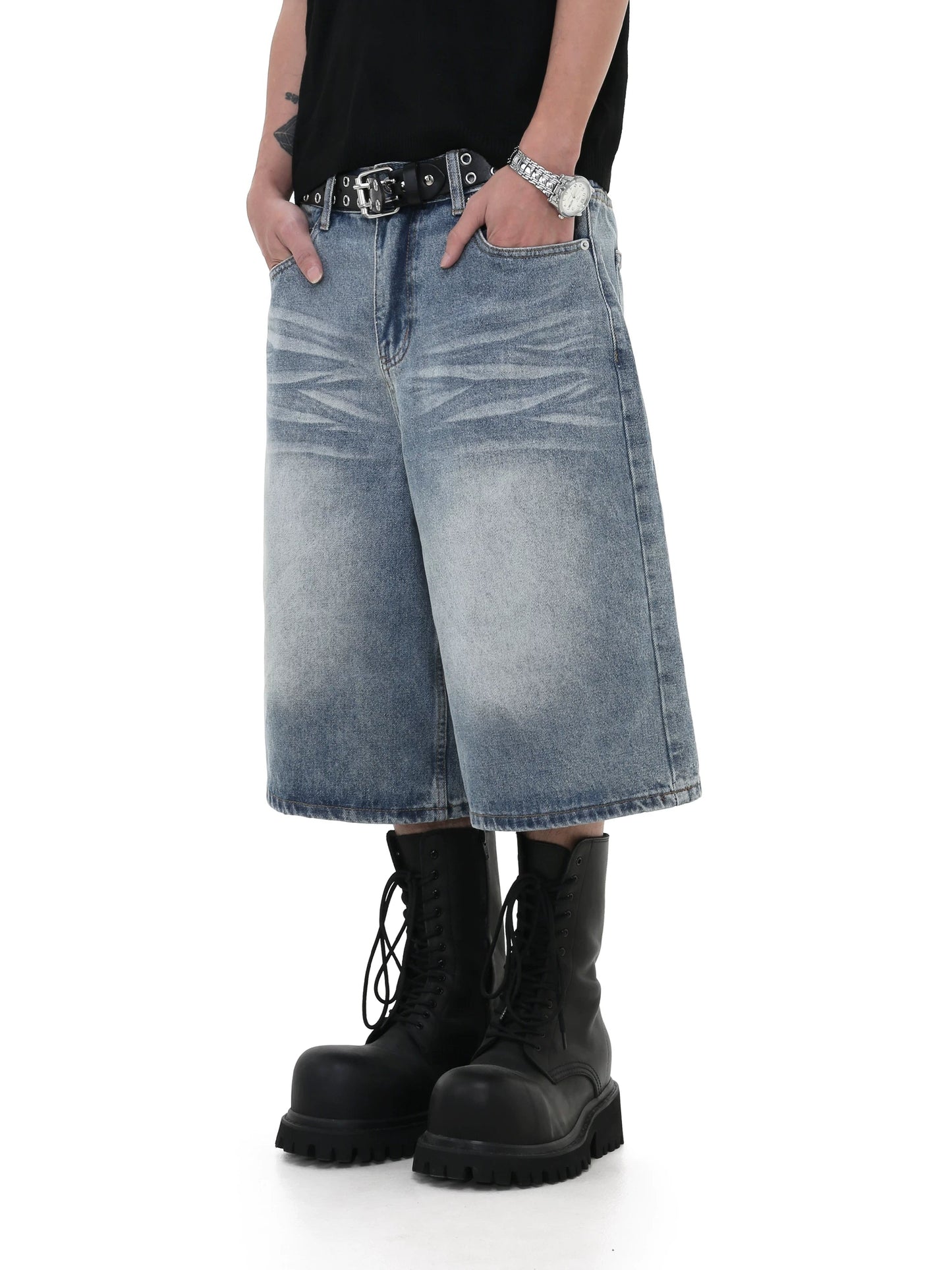 Mid-Length Denim Pants