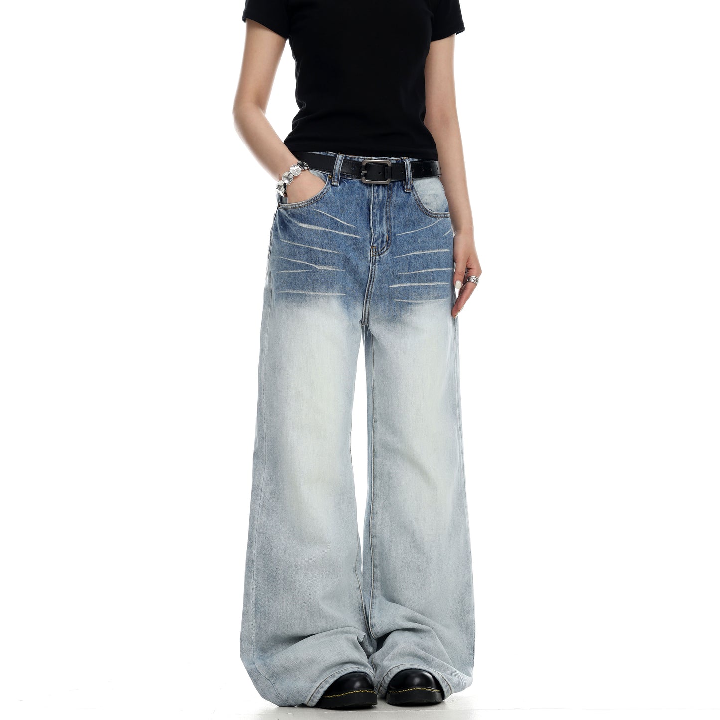 Gradient Washed Bootcut Jeans