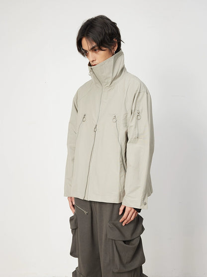High Neck Multi-Zip Windbreaker Jacket