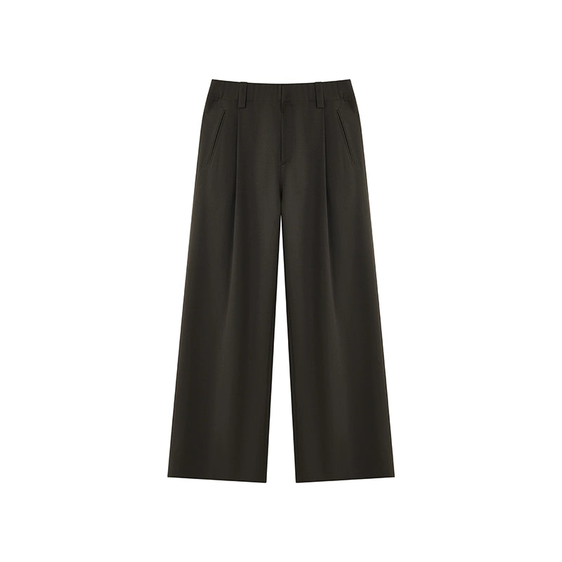 Garment-Washed Vintage Khaki Straight-Leg Denim Pants