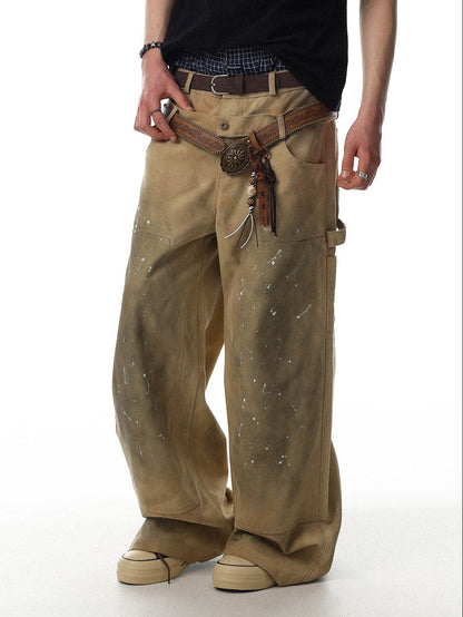Paint Splatter Double-Waist Wide-Leg Jeans