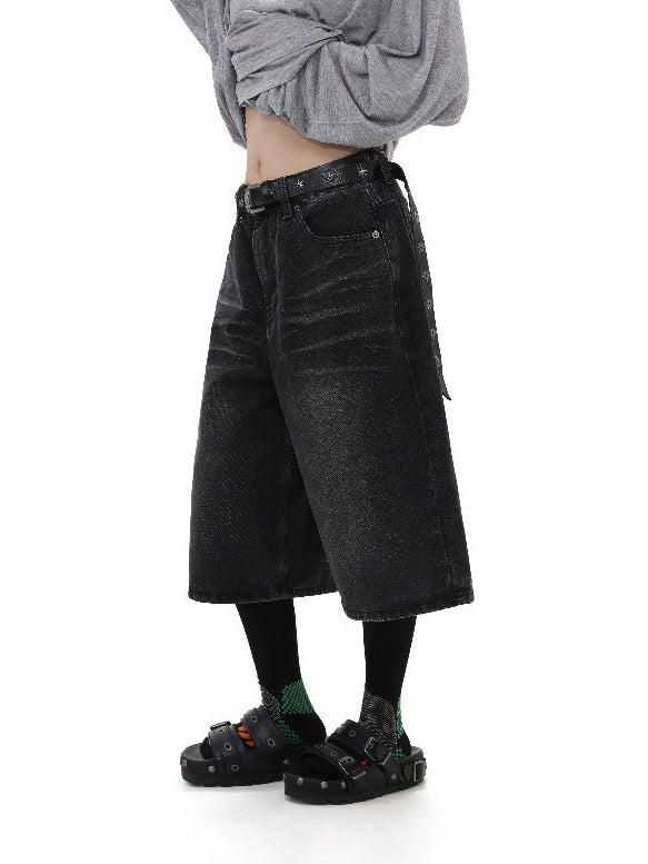 Mid-Length Denim Pants