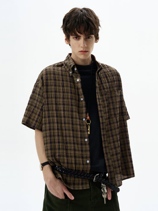 American Vintage Pleated Plaid Shirt