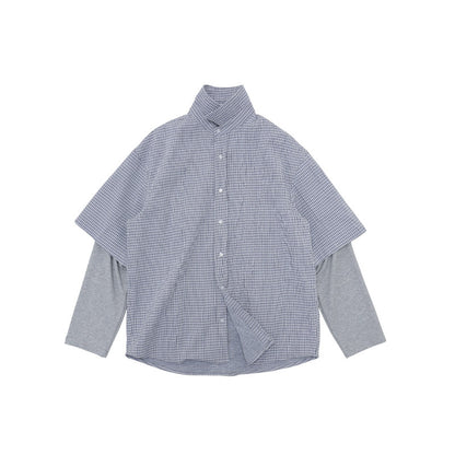 Oversized Patchwork Plaid Shirt