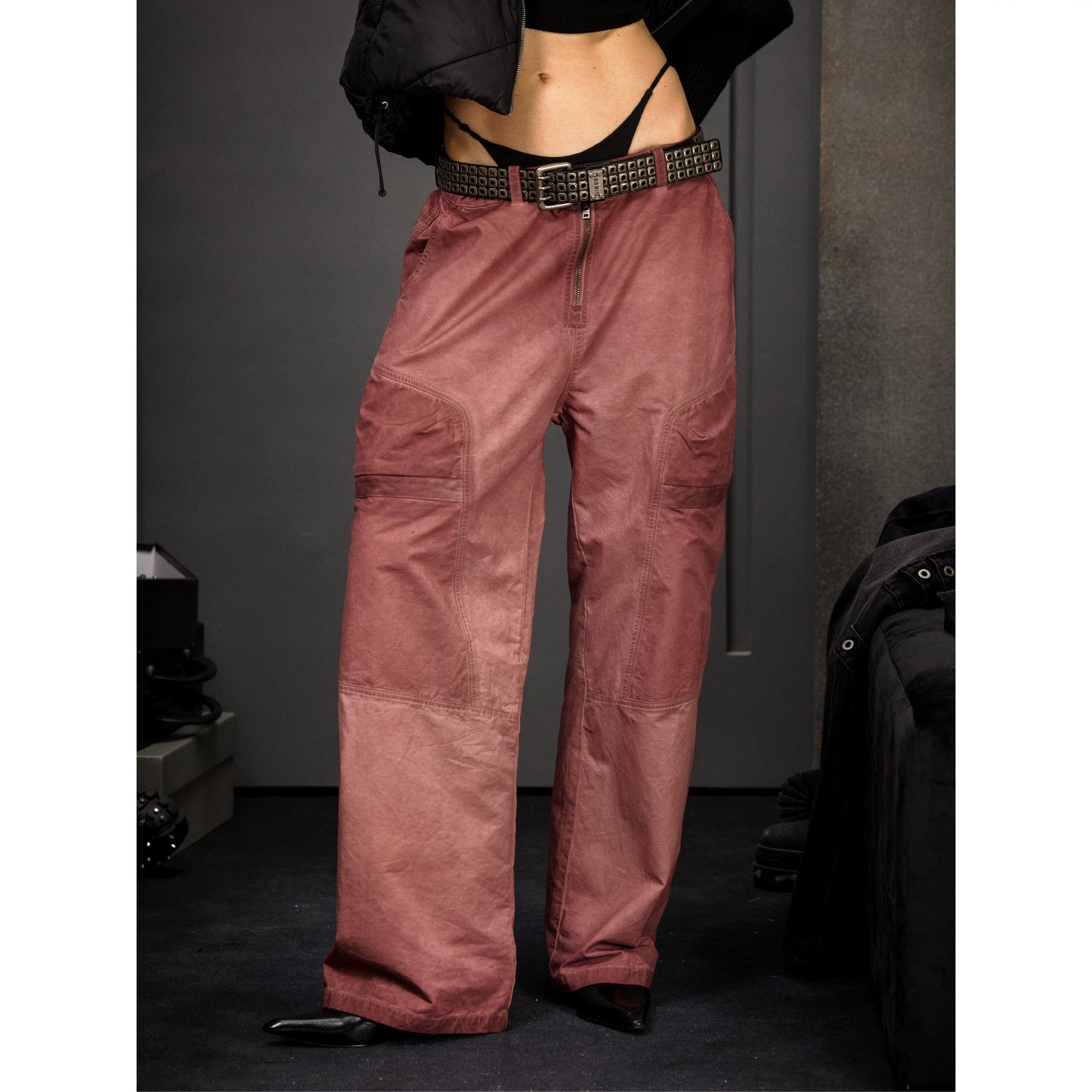 Faded Wide Cargo Pants