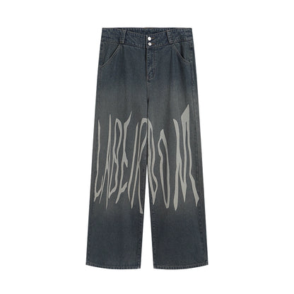 Laser Logo Wide Denim Pants