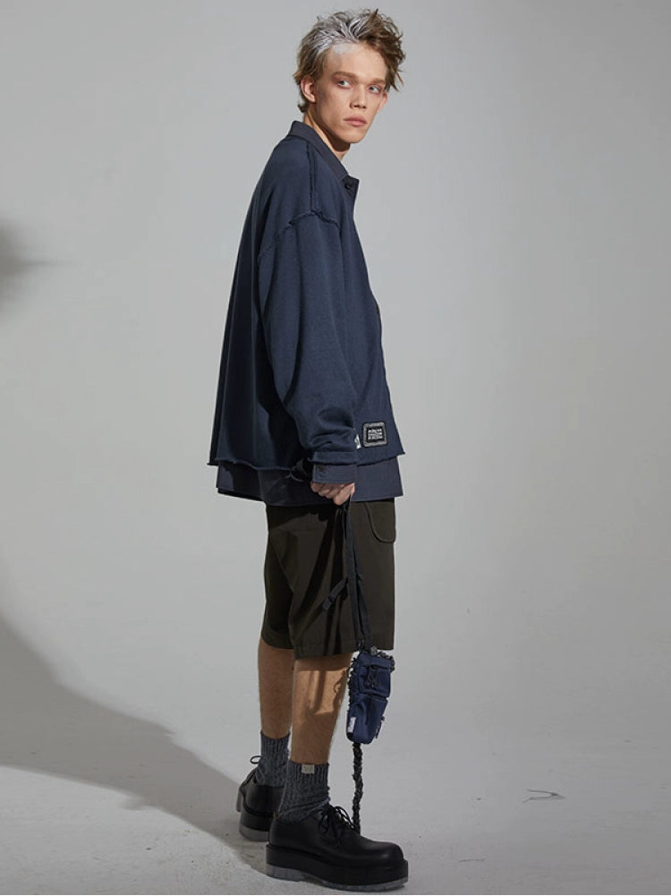 Frayed Hem Contrast Panel Shirt