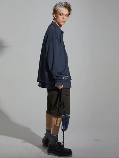 Frayed Hem Contrast Panel Shirt