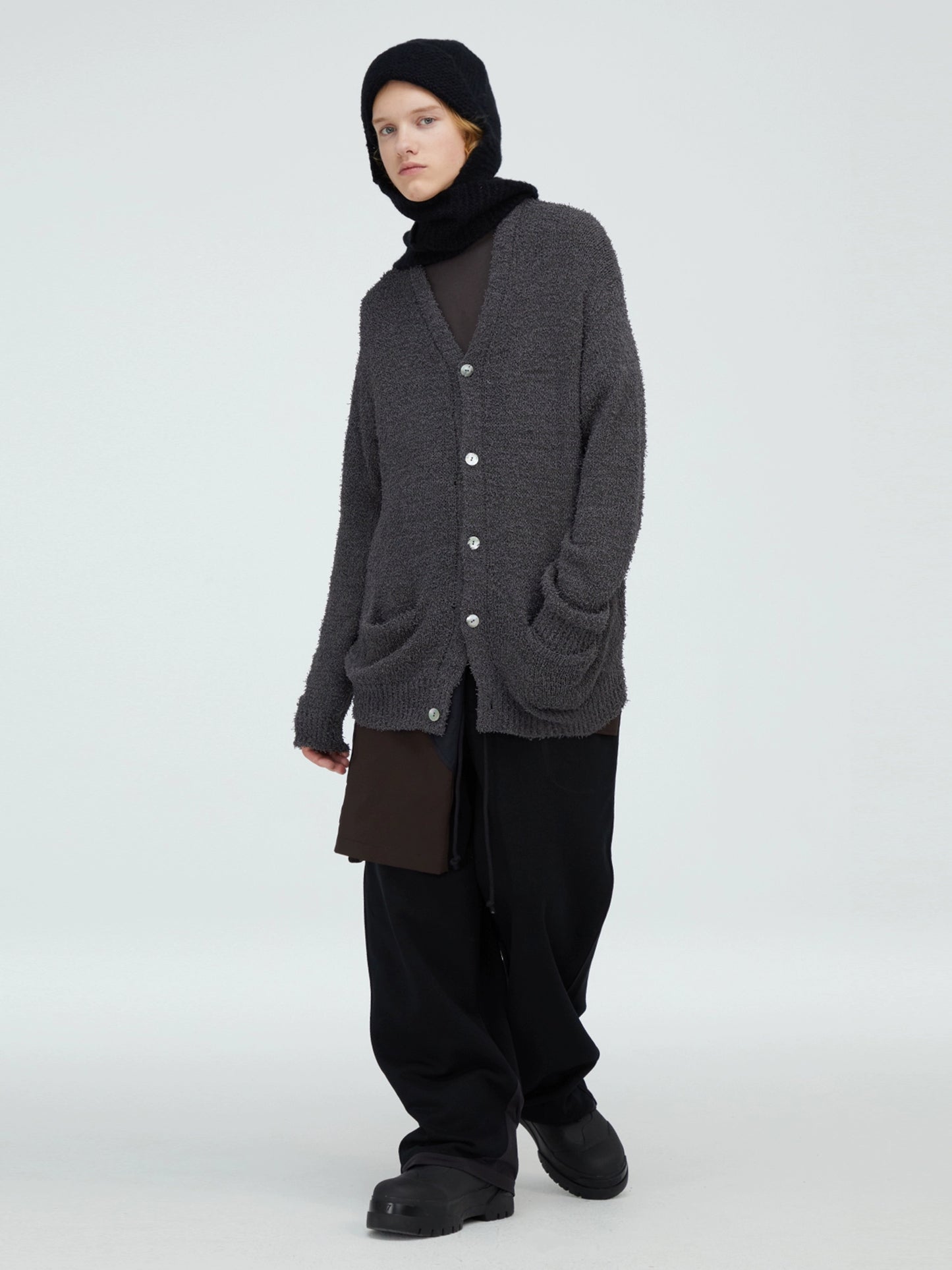 Relaxed Fit V-Neck Knit Cardigan