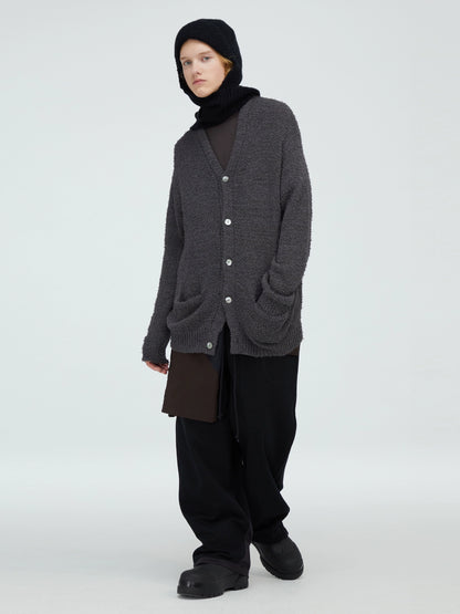Relaxed Fit V-Neck Knit Cardigan
