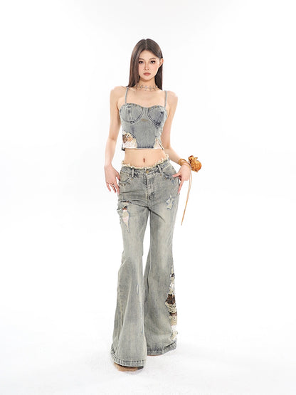 Damage Flare Denim Pants