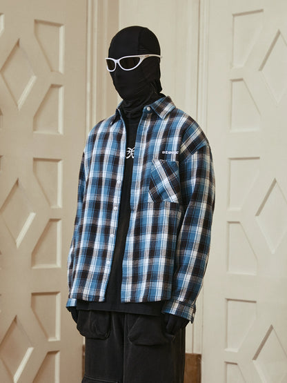 New Lapel Plaid Long Shirt