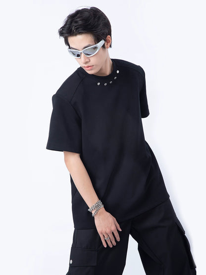 Niche Metal Button Short Sleeve Tee