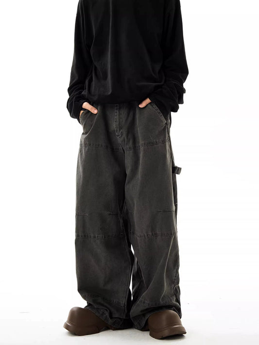Retro Washed Old Wide-leg Overalls Pants