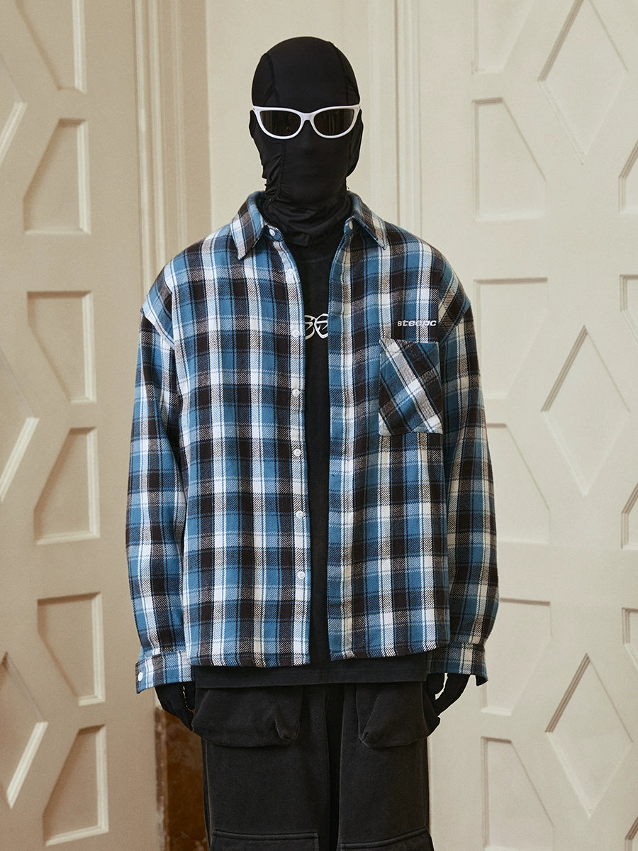 New Lapel Plaid Long Shirt