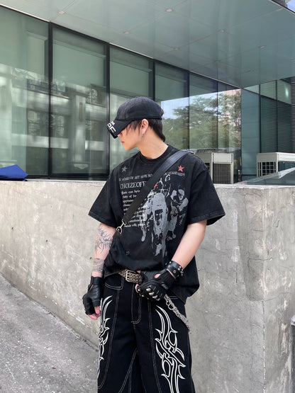 Portrait Letter Print Loose Tee