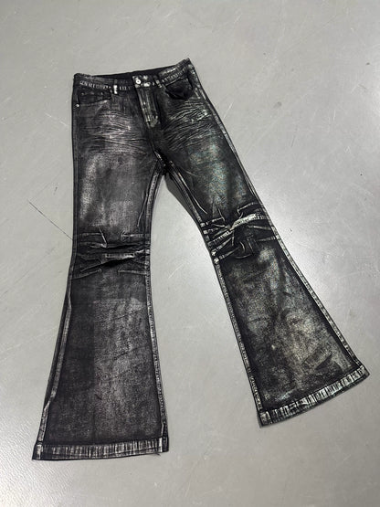 Two-tone Waxed Denim Pants