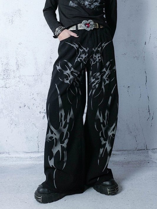 Asian Totem Dark Loose Pants