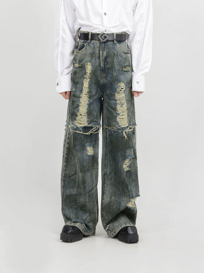 BROKEN INK GRAFFITI DENIM PANTS