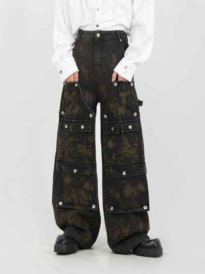 Arged Multi Pocket Denim Cargo Pants