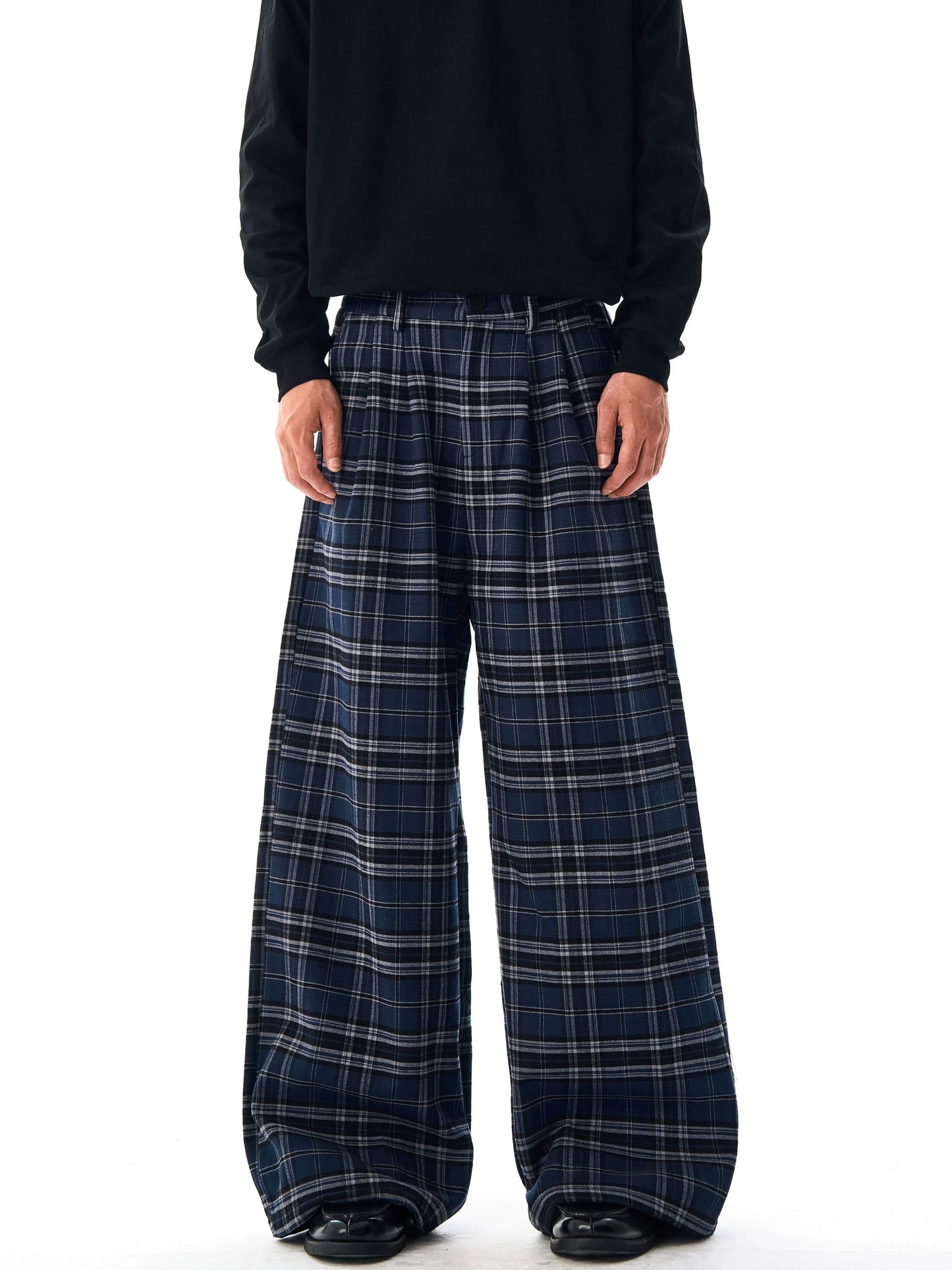 Double Pleated Plaid Casual PANTS